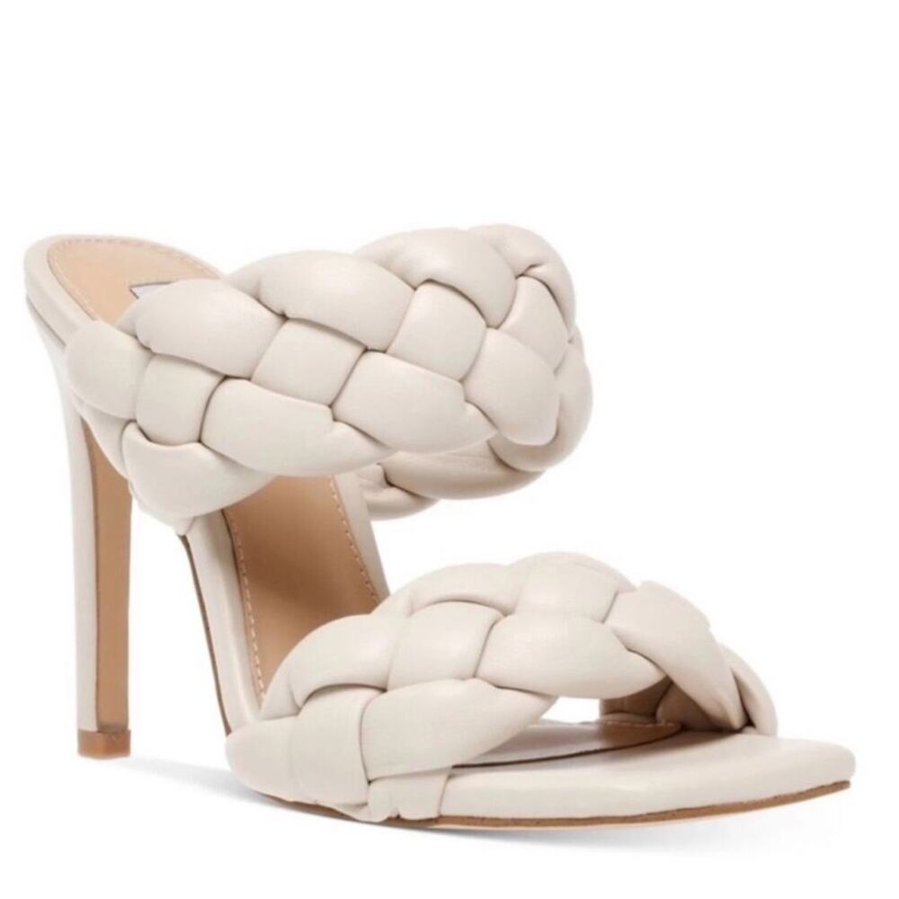 Steve Madden Women's Beige Braided Kenley Square Toe Stiletto Heel Size 6